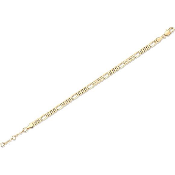14K Gold Plated Figaro Chain Adjustable Bracelet for Women Cute Gift - Picture 3 of 5